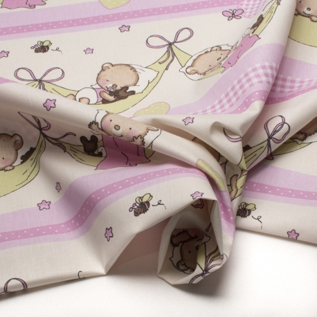 TESSUTO COTONE FANTASIA ORSETTO NANNA ROSA