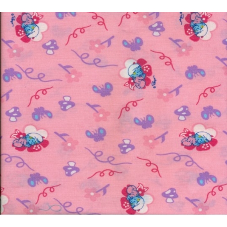 SCAMPOLO CM 100X160 TESSUTO COTONE FANTASIA PUFFI 332 ROSA