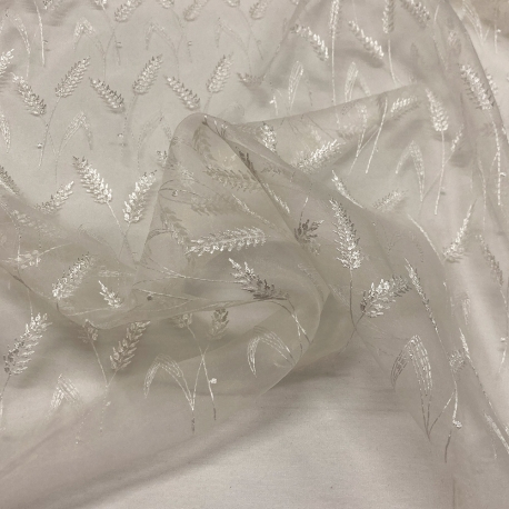 SCAMPOLO CM 140X145 ORGANZA RICAMATA 28 PANNA
