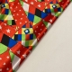TESSUTO RASO CARNEVALE ROSSO CON STELLINE