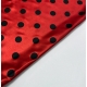 TESSUTO RASO CARNEVALE ROSSO POIS NERO