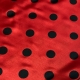 TESSUTO RASO CARNEVALE ROSSO POIS NERO