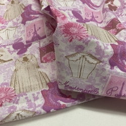 SCAMPOLO CM 140X140 TESSUTO COTONE FANTASIA MADEMOISELLE ROSA