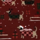 TESSUTO COTONE FANTASIA BASSOTTO NATALE ROSSO