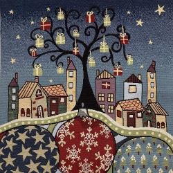 GOBELIN VILLAGGIO SOTTO LE STELLE CM. 47X47