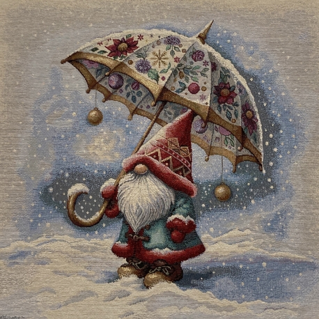 GOBELIN GNOMO SOTTO LA NEVE CM. 47X47
