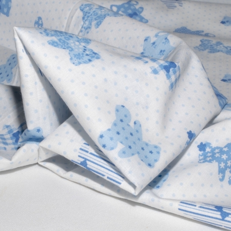 SCAMPOLO CM 60X150 TESSUTO FANTASIA ORSETTO CELESTE