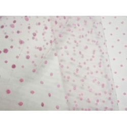 SCAMPOLO CM 90X150 TULLE FLOCCATO ROSA POIS ROSA